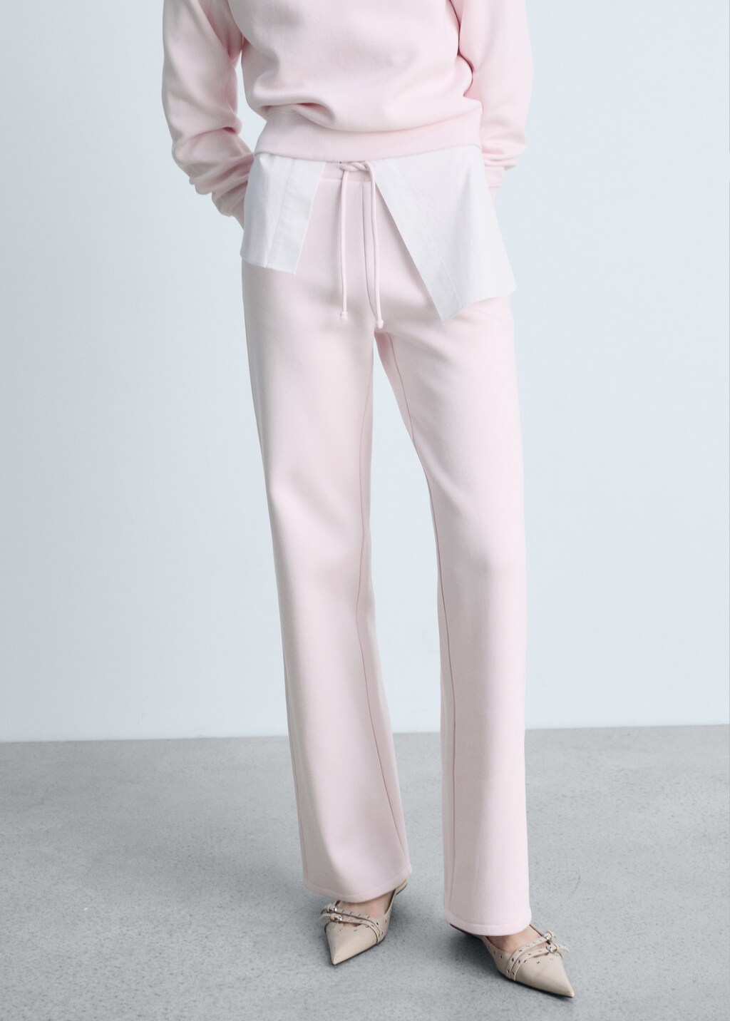 Wideleg cotton joggers - Pastel Pink