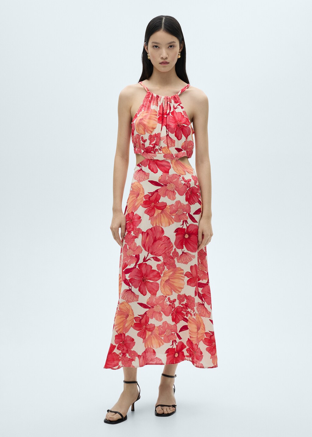 Floral dress with openings - Red