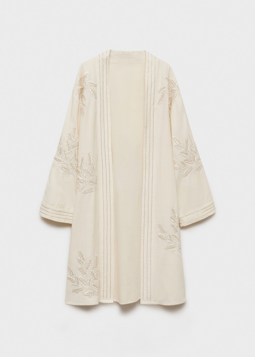 Embroidered cotton caftan - Off White