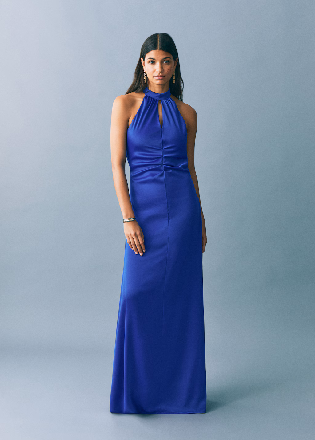 Long halter-neck dress - Vibrant blue