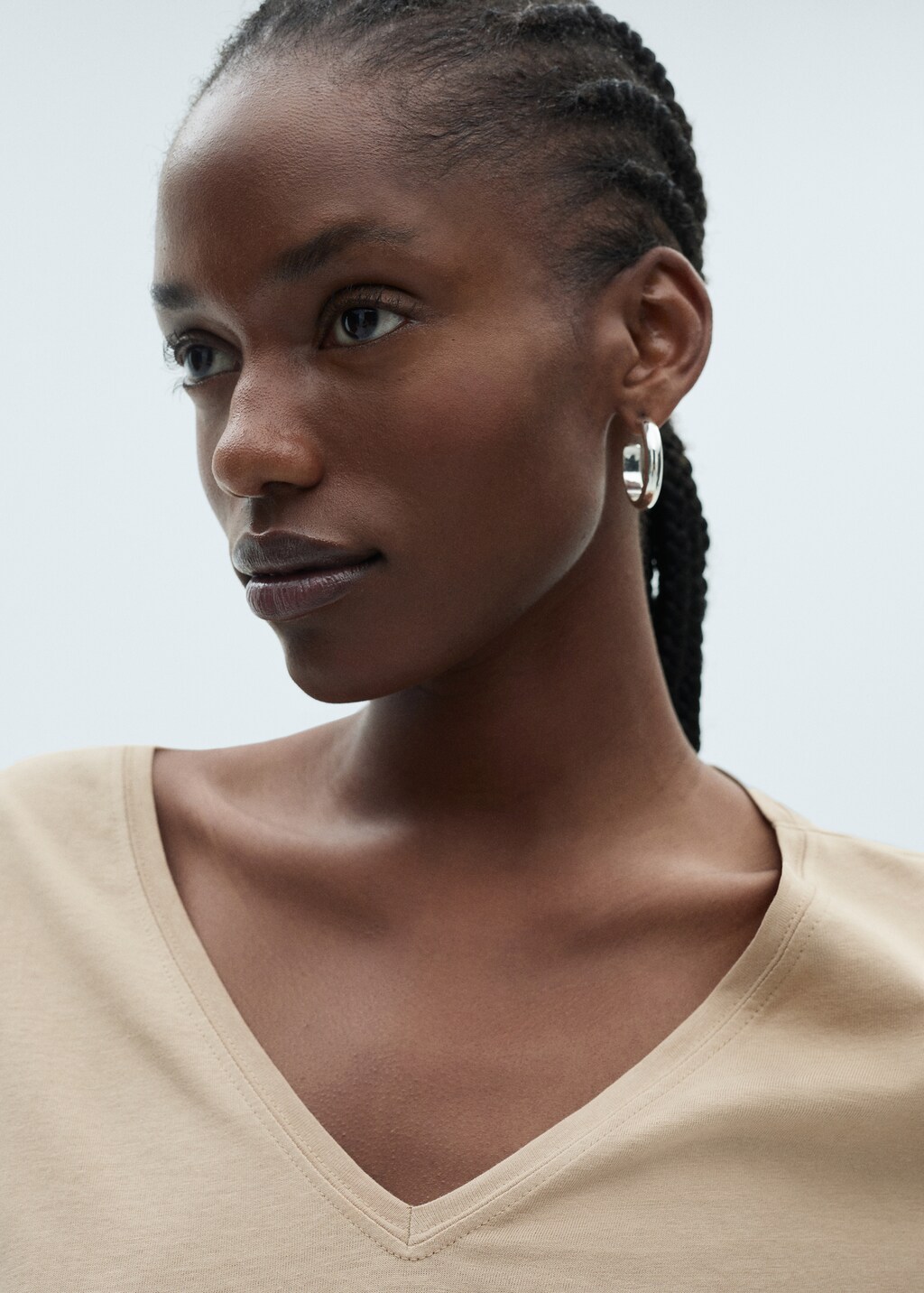 V-neck cotton T-shirt - White