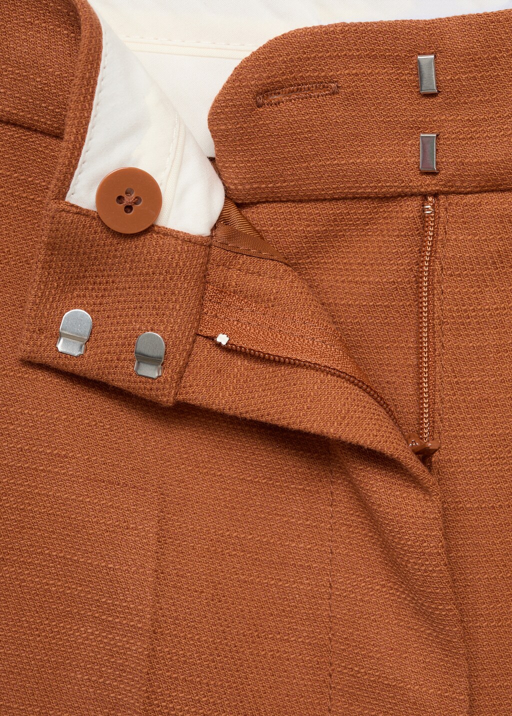 Cotton and linen-blend suit trousers - Caramel
