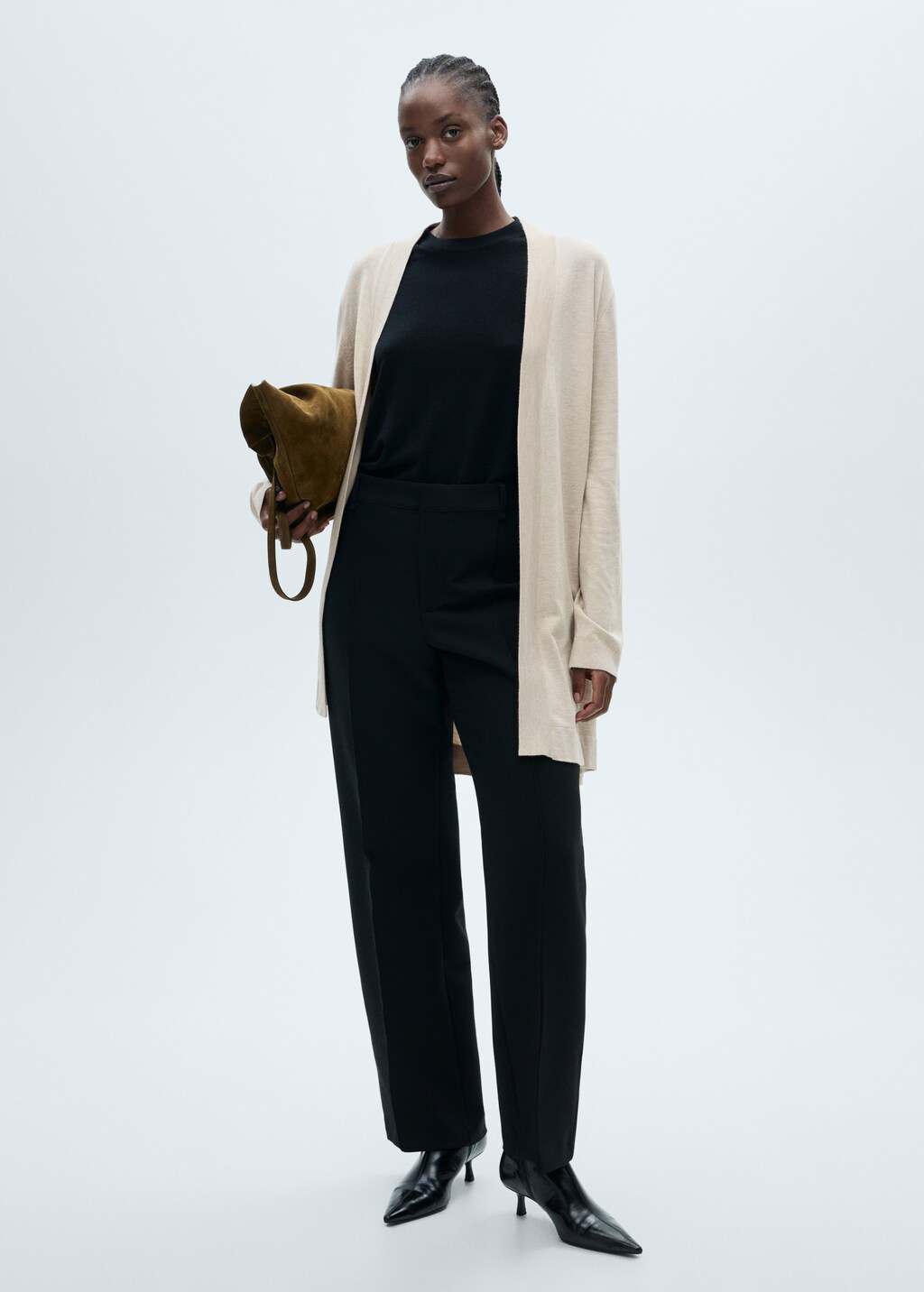 Fine-knit cardigan - Black