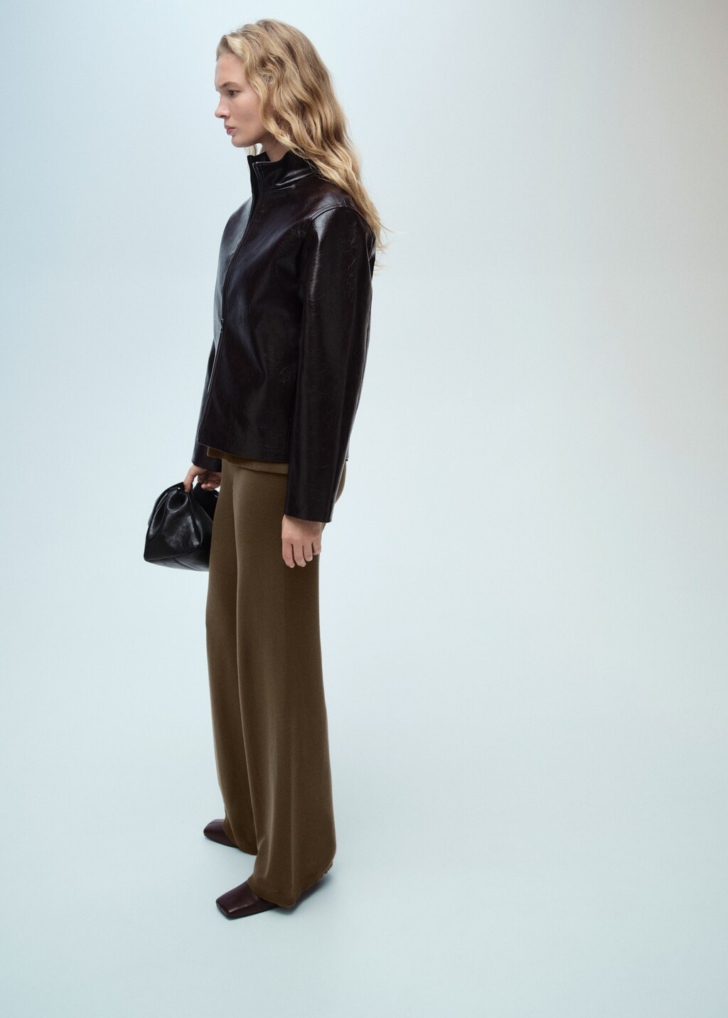 Fine-knit wideleg trousers - Ecru