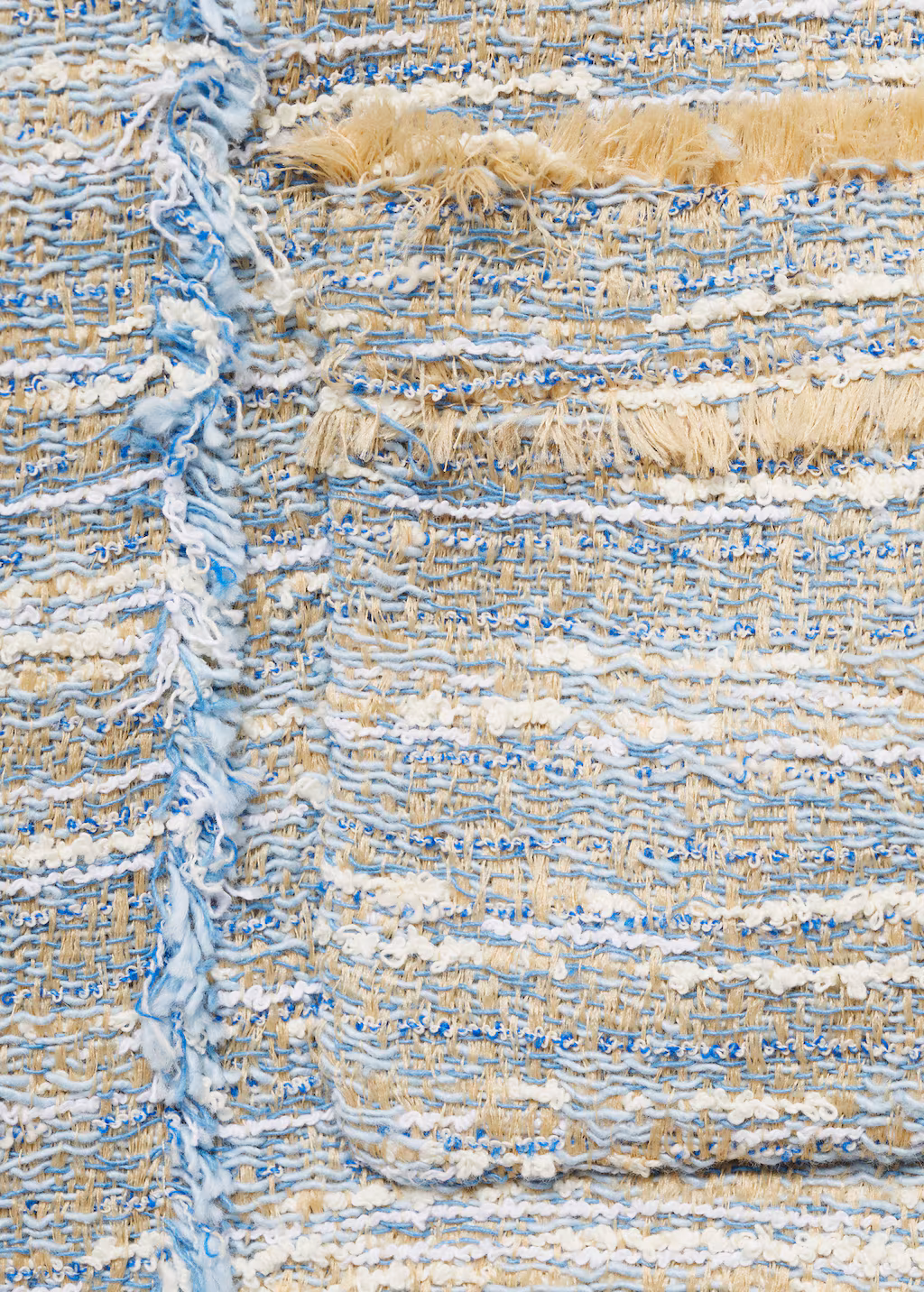 Tweed jacket with frayed ends - Sky Blue