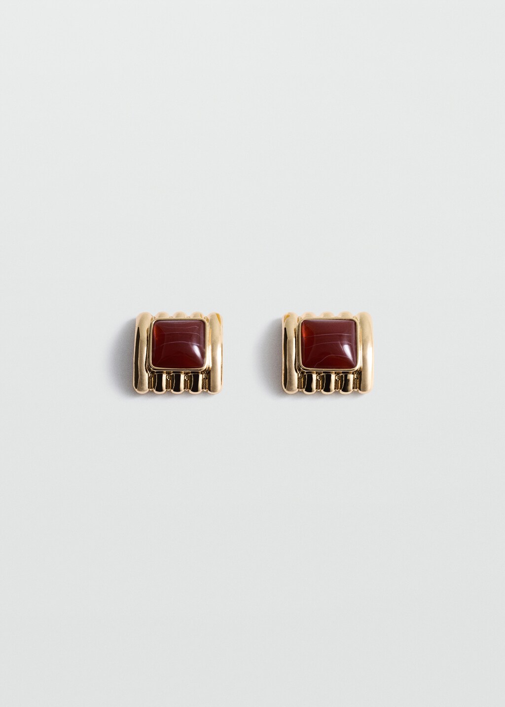 Combined square relief earrings - Gold