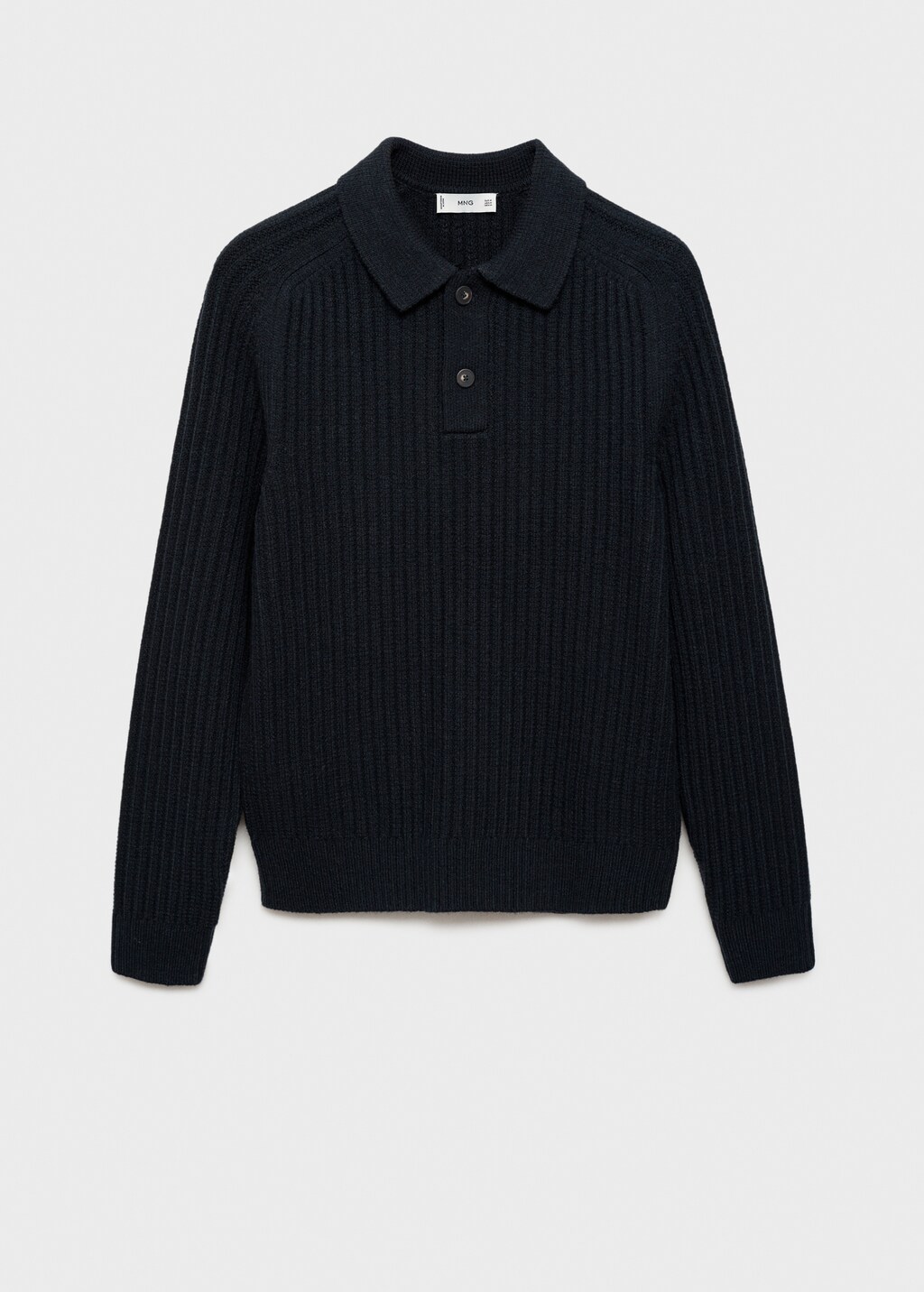 Ribbed polo-neck sweater - Dark Navy
