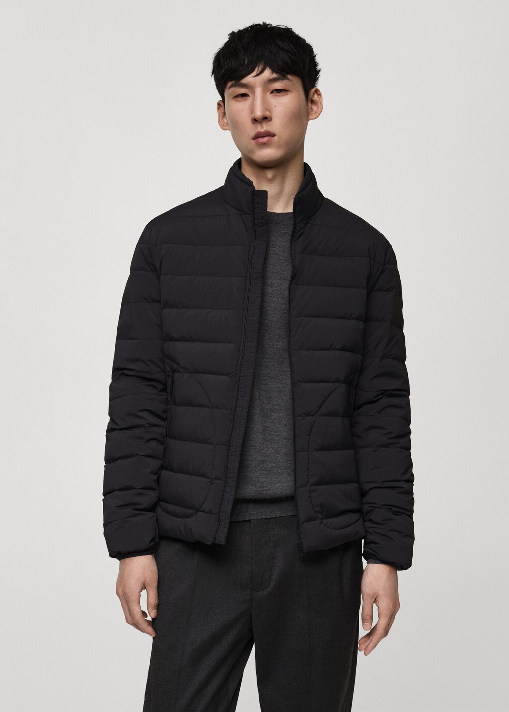 Quilted jacket with feather filling - Black