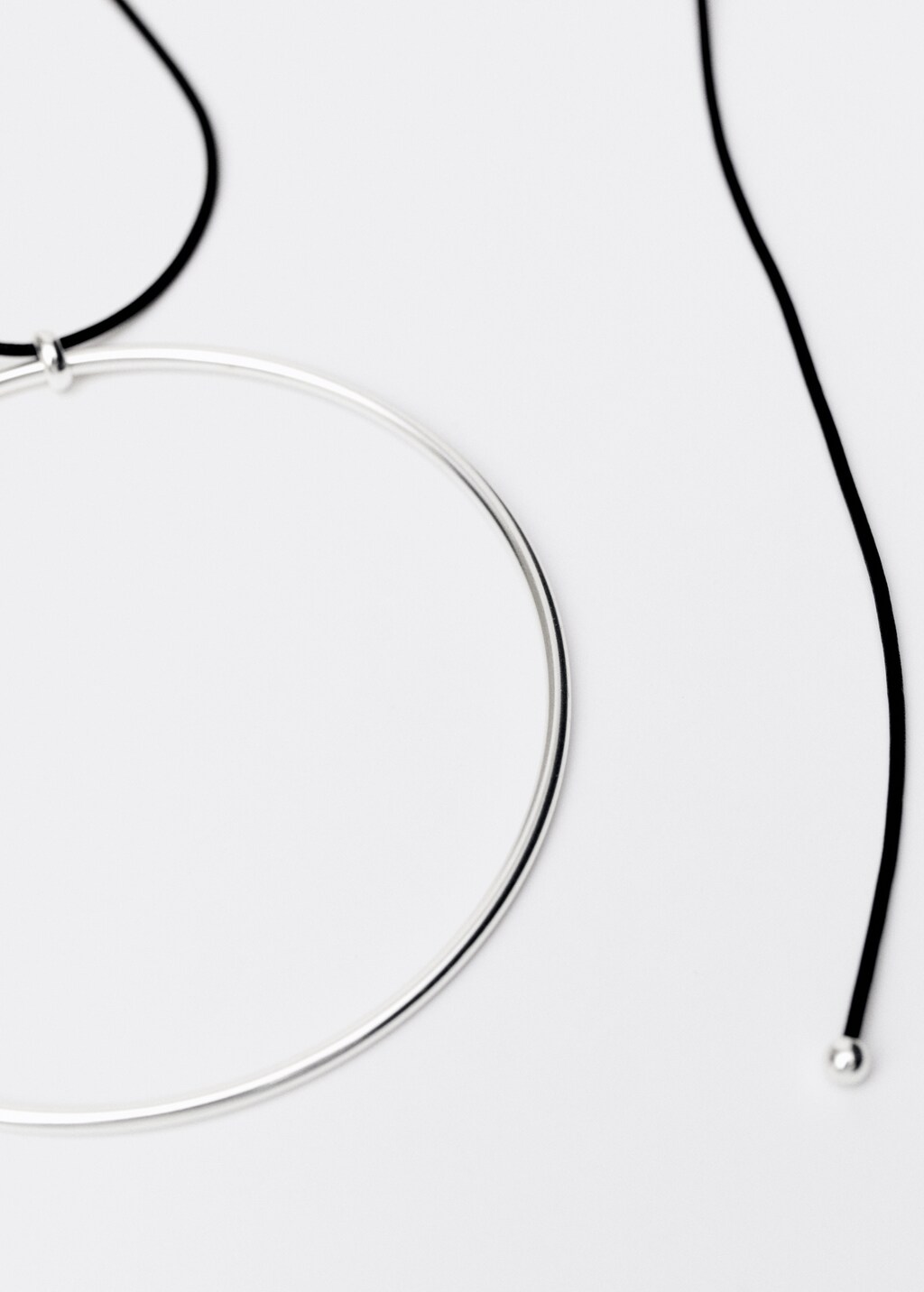 Maxi leather hoop necklace - Silver