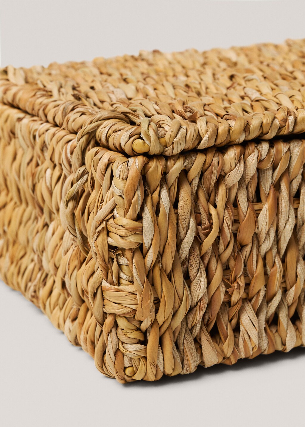 Natural fibre basket with lid 21x21cm - Brown