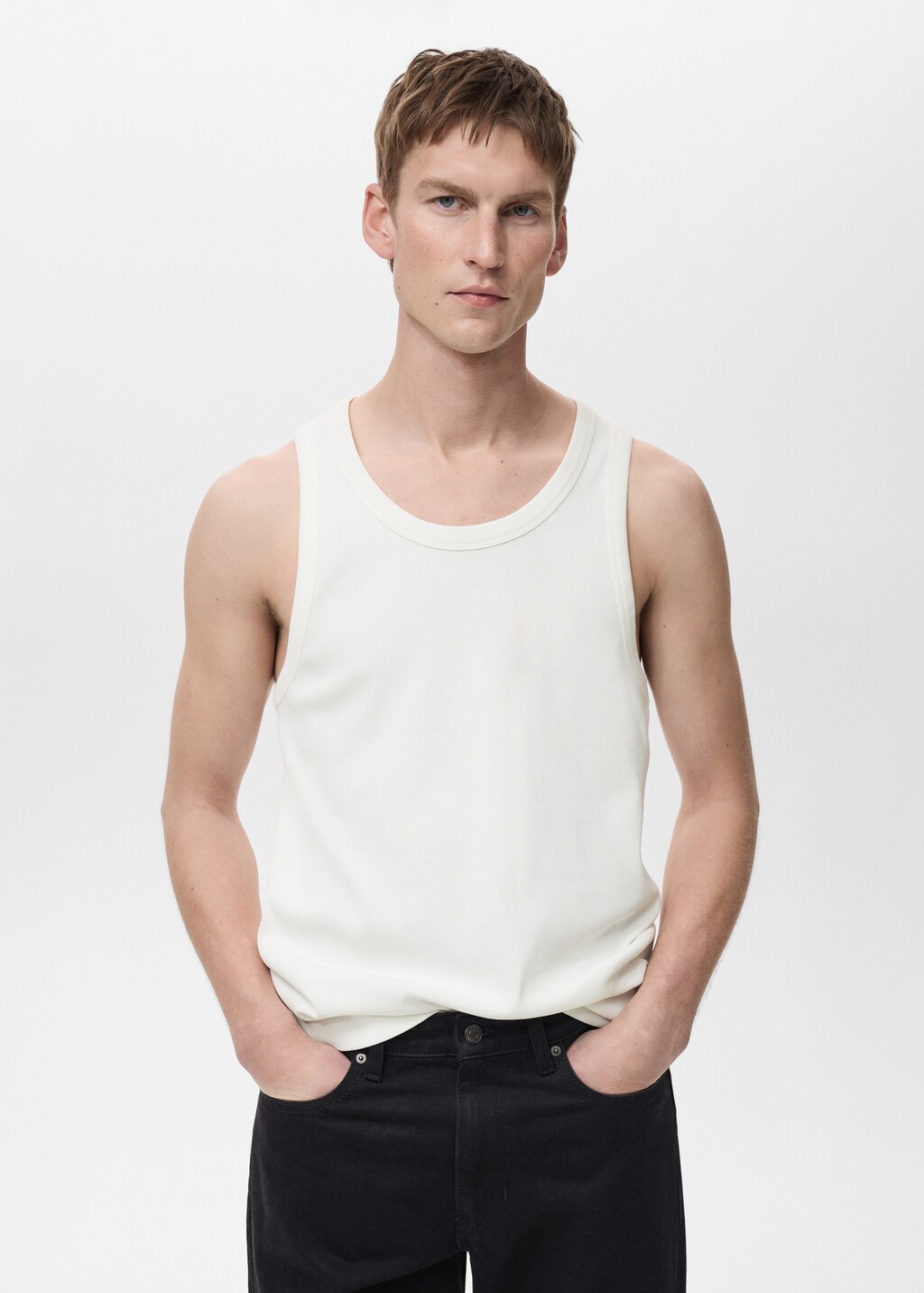 Slim fit ribbed tank top - Dark Navy