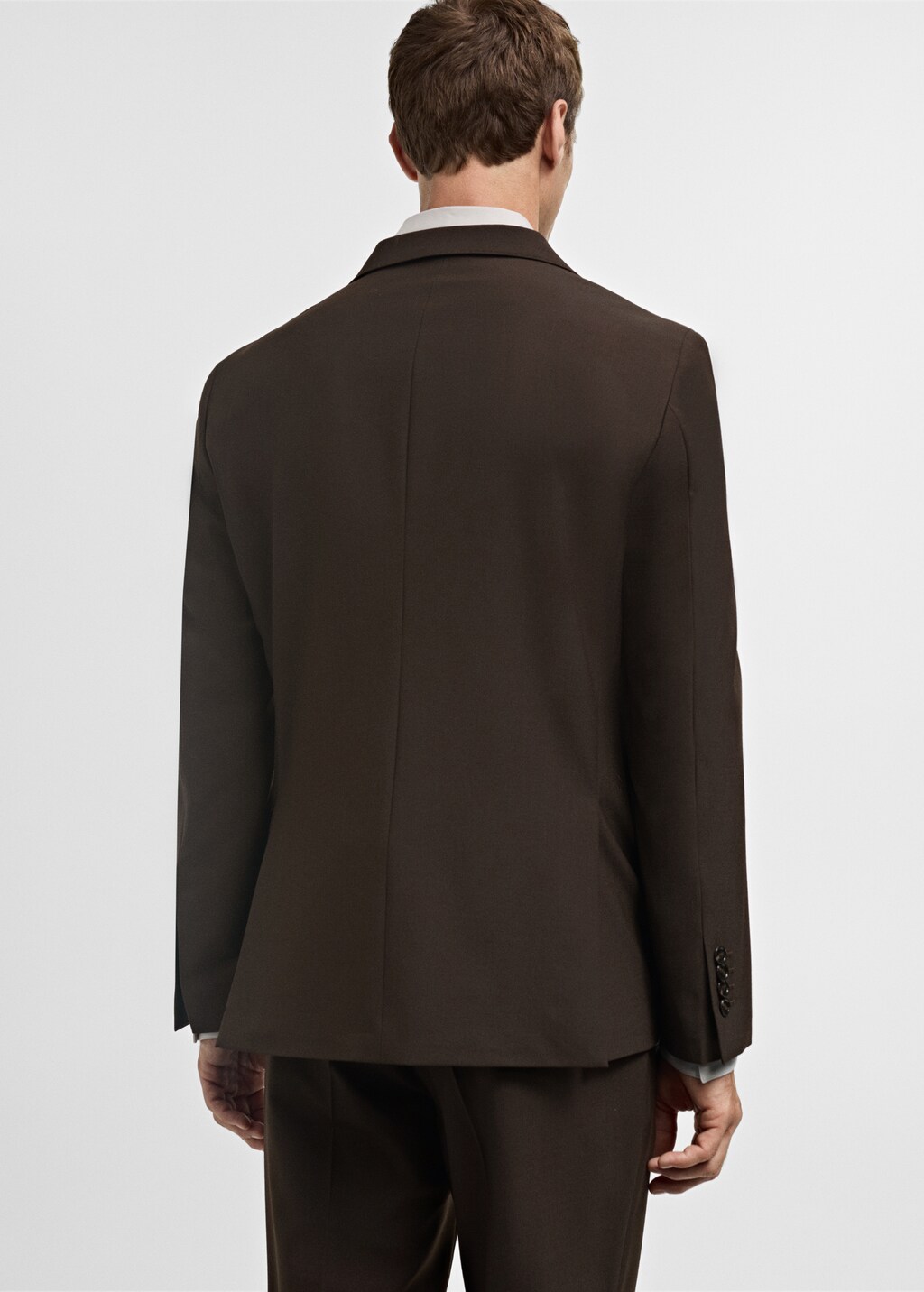 Crease-resistant wool suit jacket - Brown