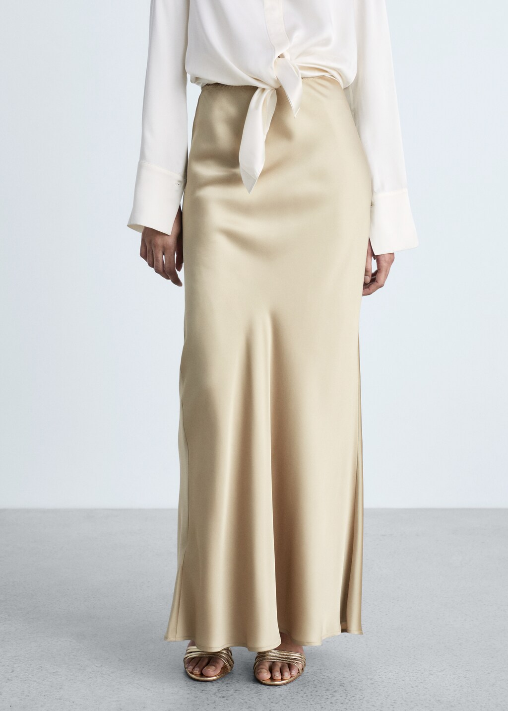 Satin long skirt - Gold