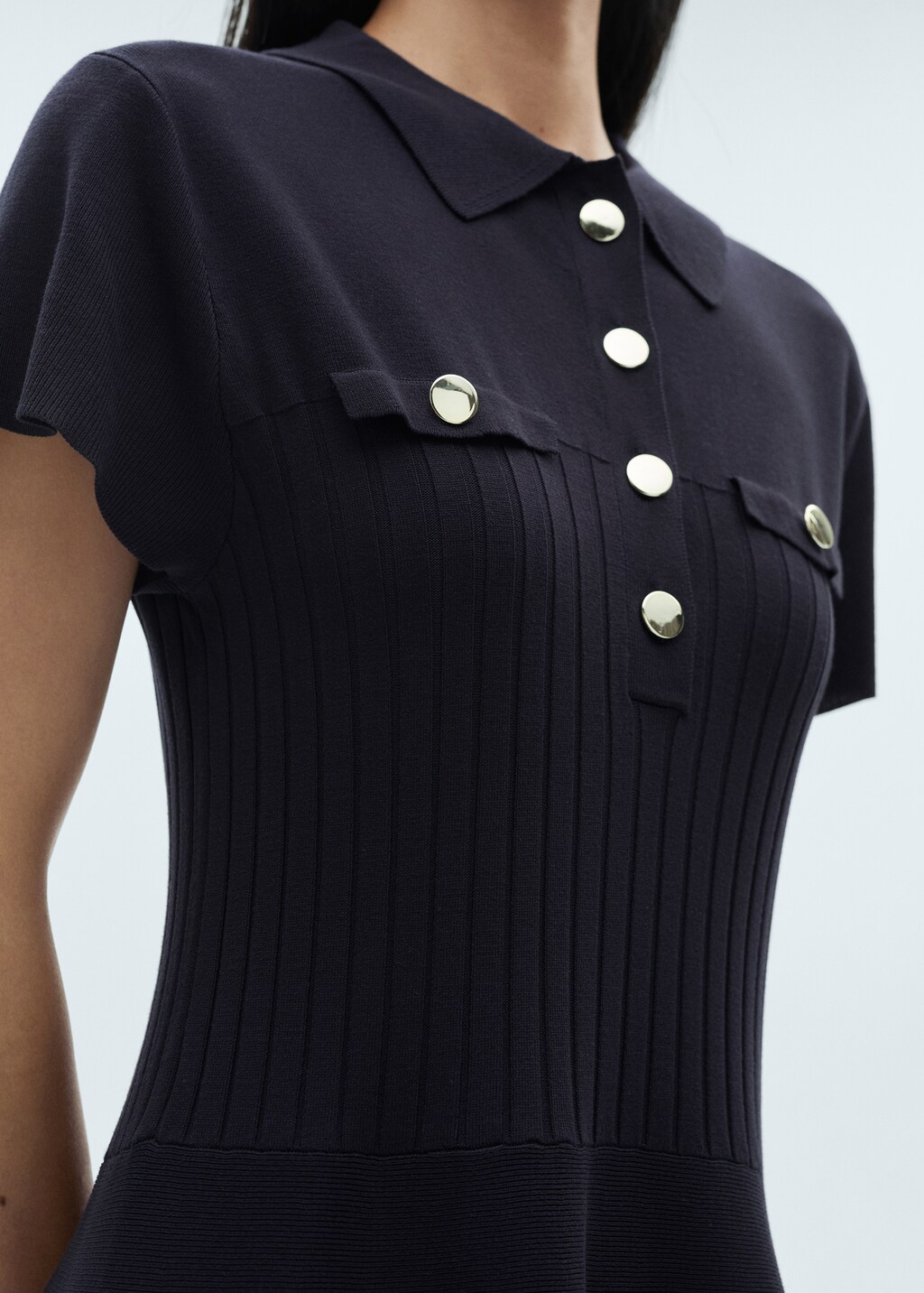 Button knit dress - Navy