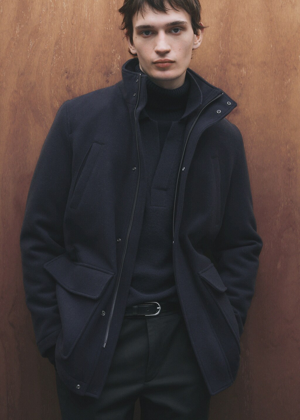 Quilted wool inner coat - Dark Navy