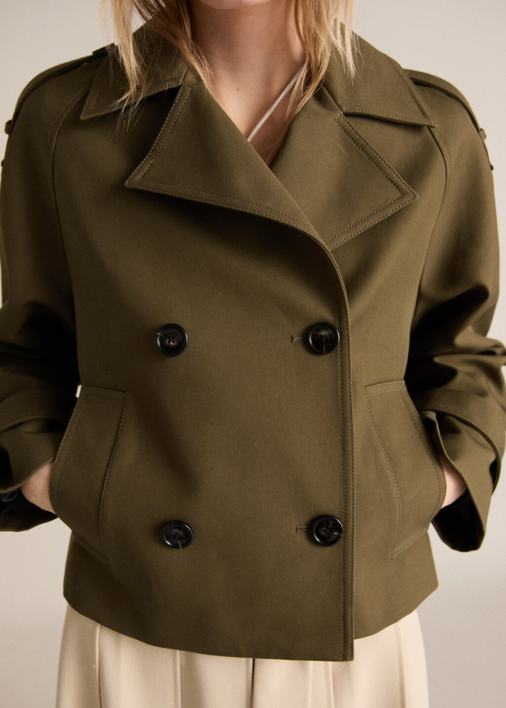 Double-breasted jacket with lapels - Medium Brown