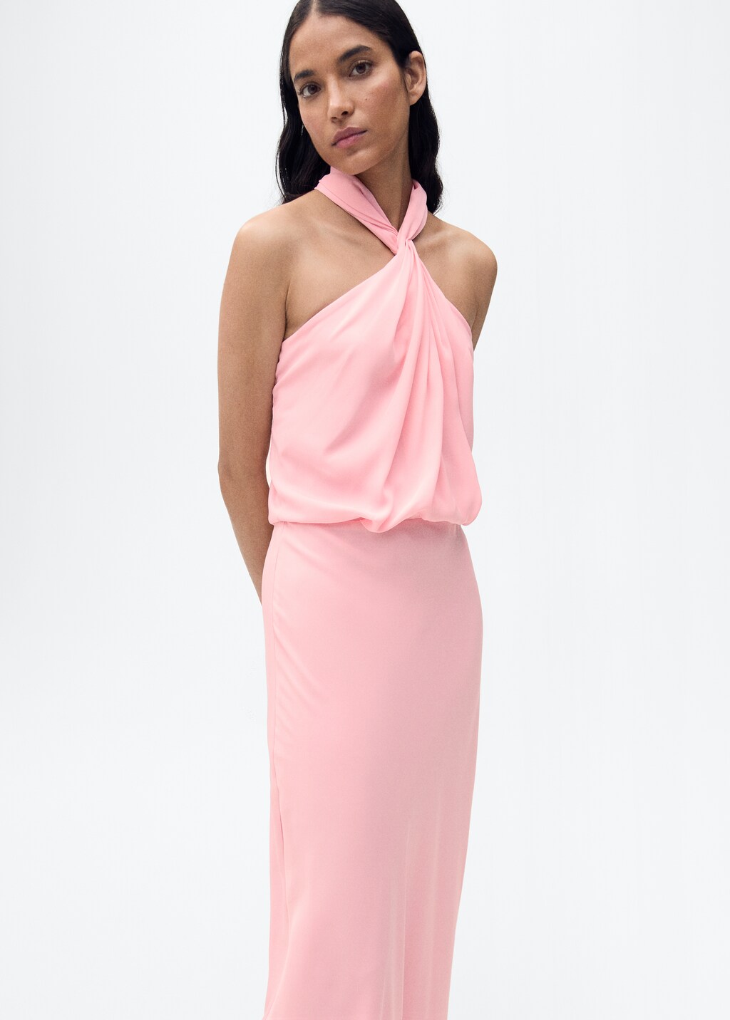 Halter dress with back opening - Pink