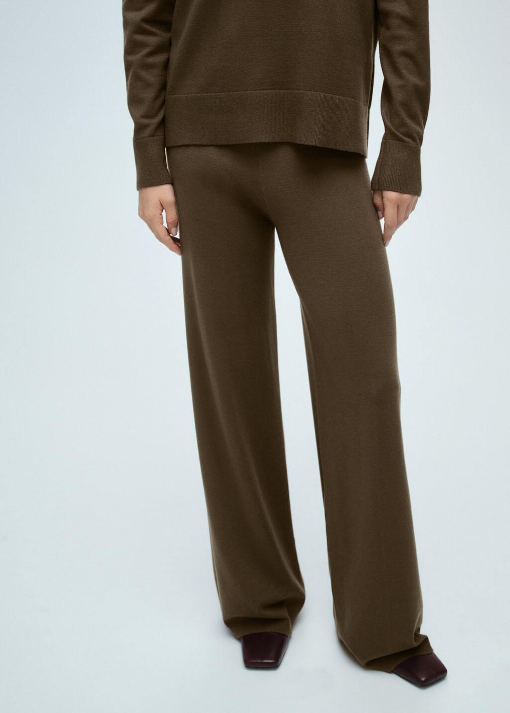 Fine-knit wideleg trousers - Ecru