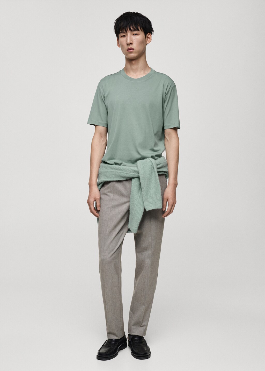 Slim fit mercerized cotton T-shirt - Dark Grey