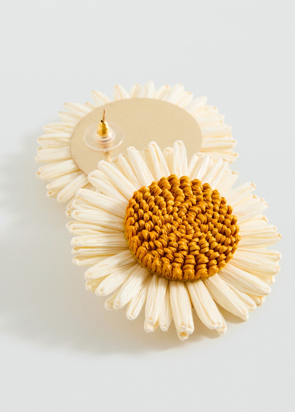 Flowers raffia earrings - Beige