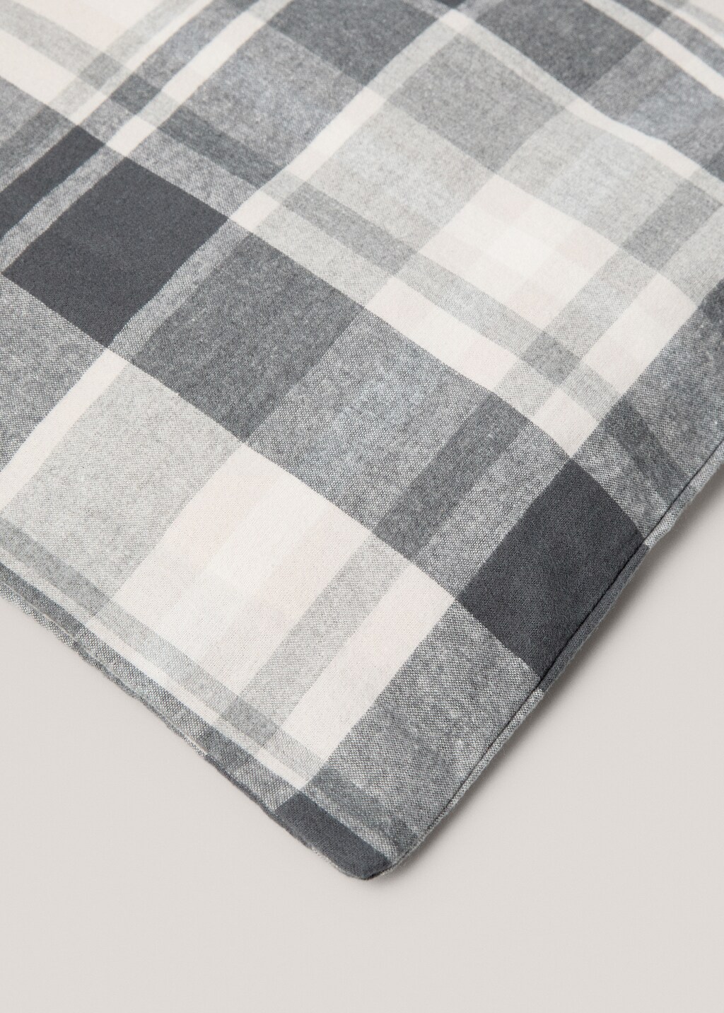 Duvet cover 100% cotton checkered flannel bed 180cm - Grey