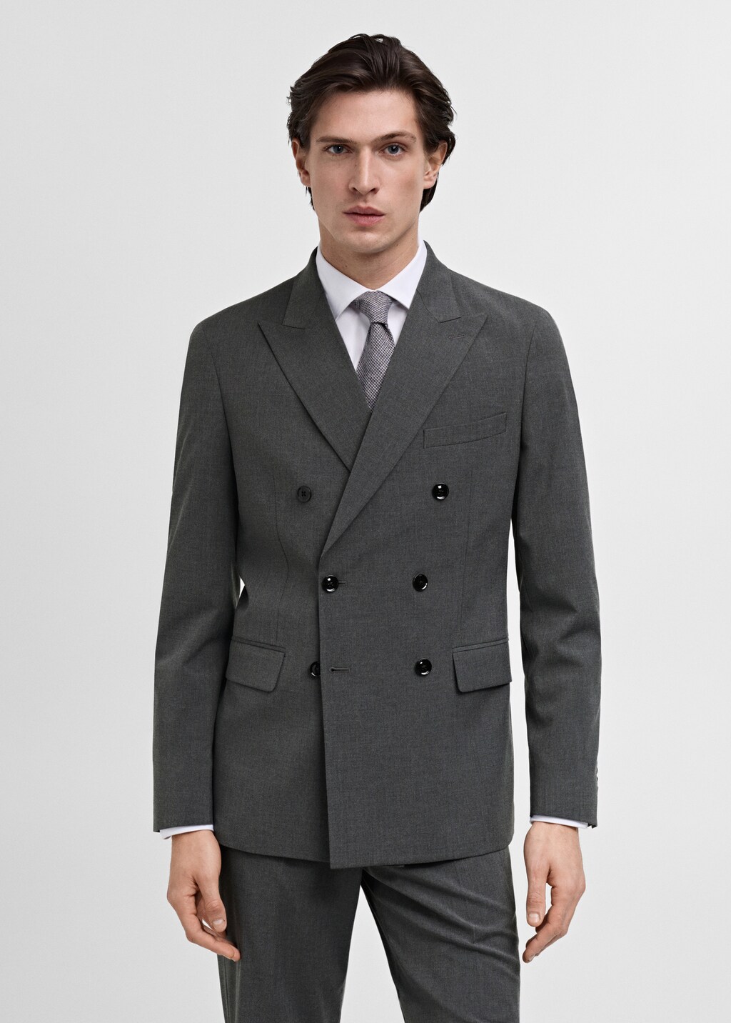 Monaco double-breasted slim-fit suit jacket - Beige