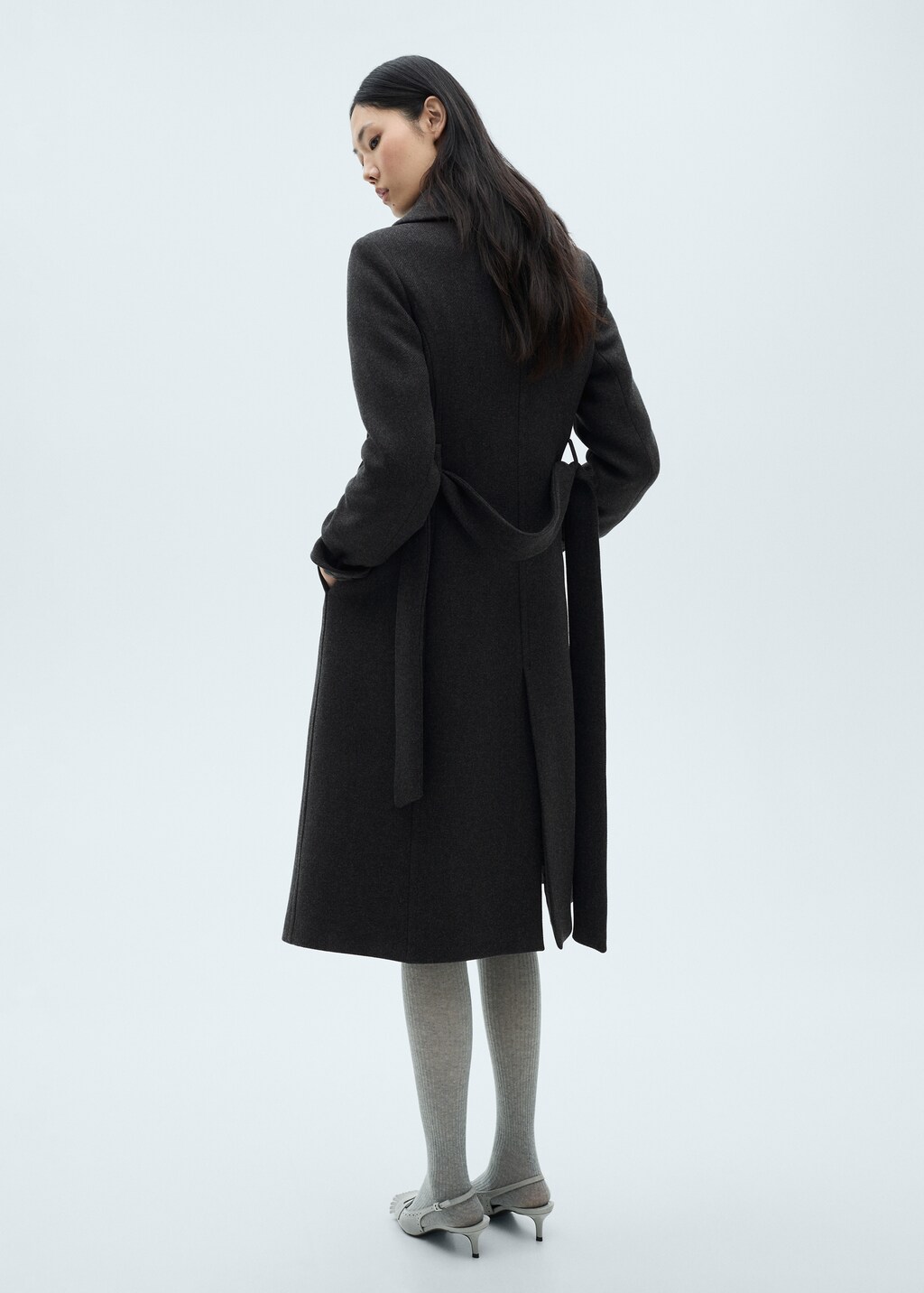 Woollen coat with belt - Grey