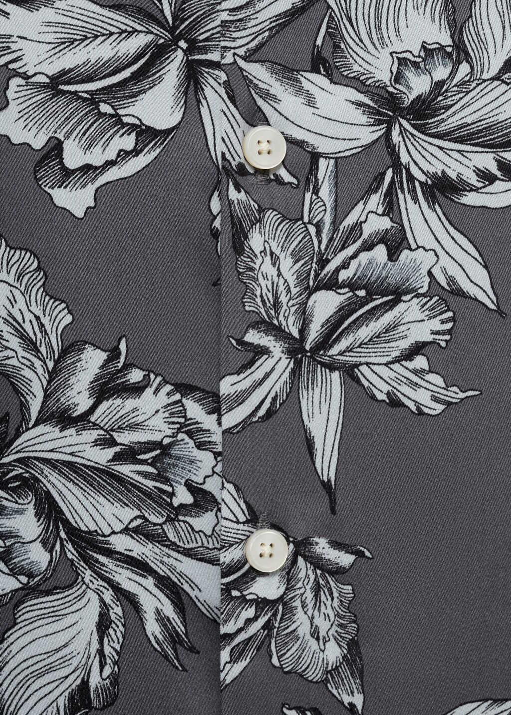 Regular-fit Hawaiian-print shirt - Charcoal