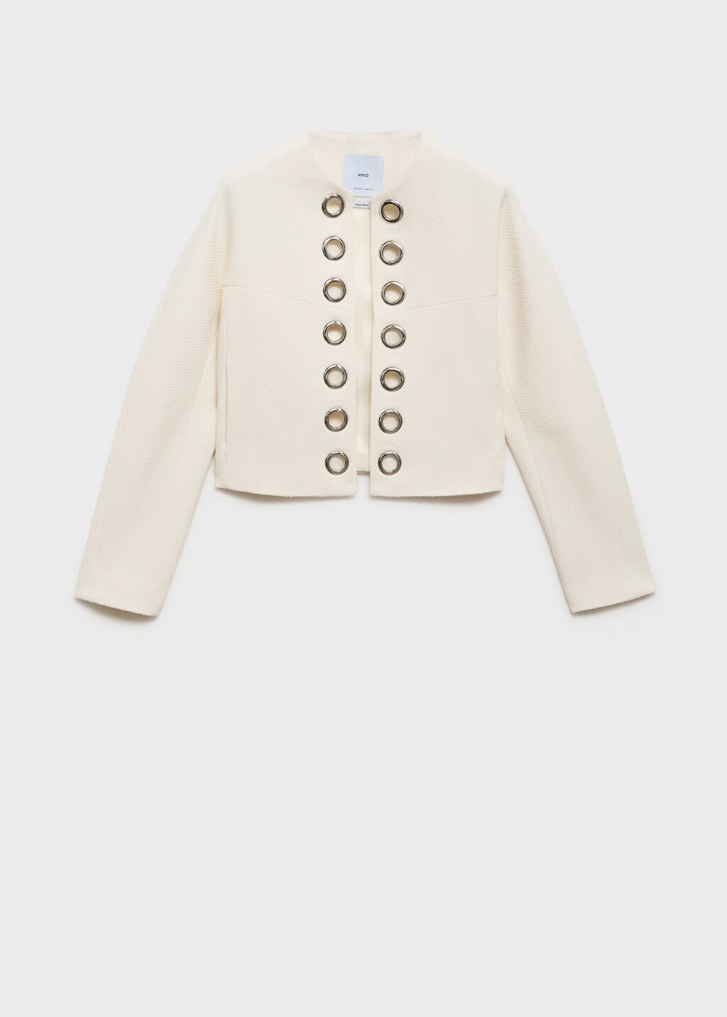 Cotton jacket with die-cut trim - White