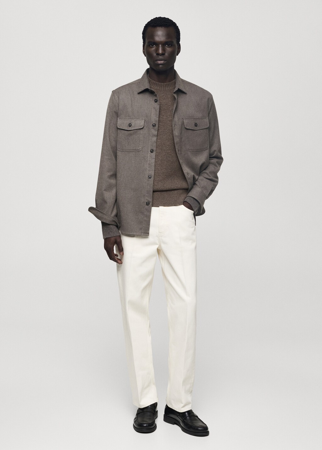 Knitted sweater with check structure - Off White