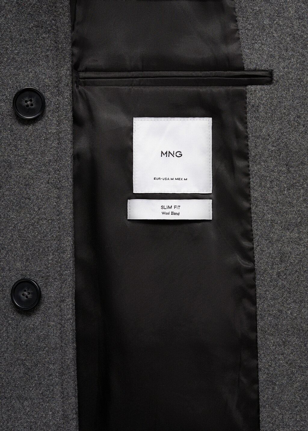 Wool funnel neck coat - Black