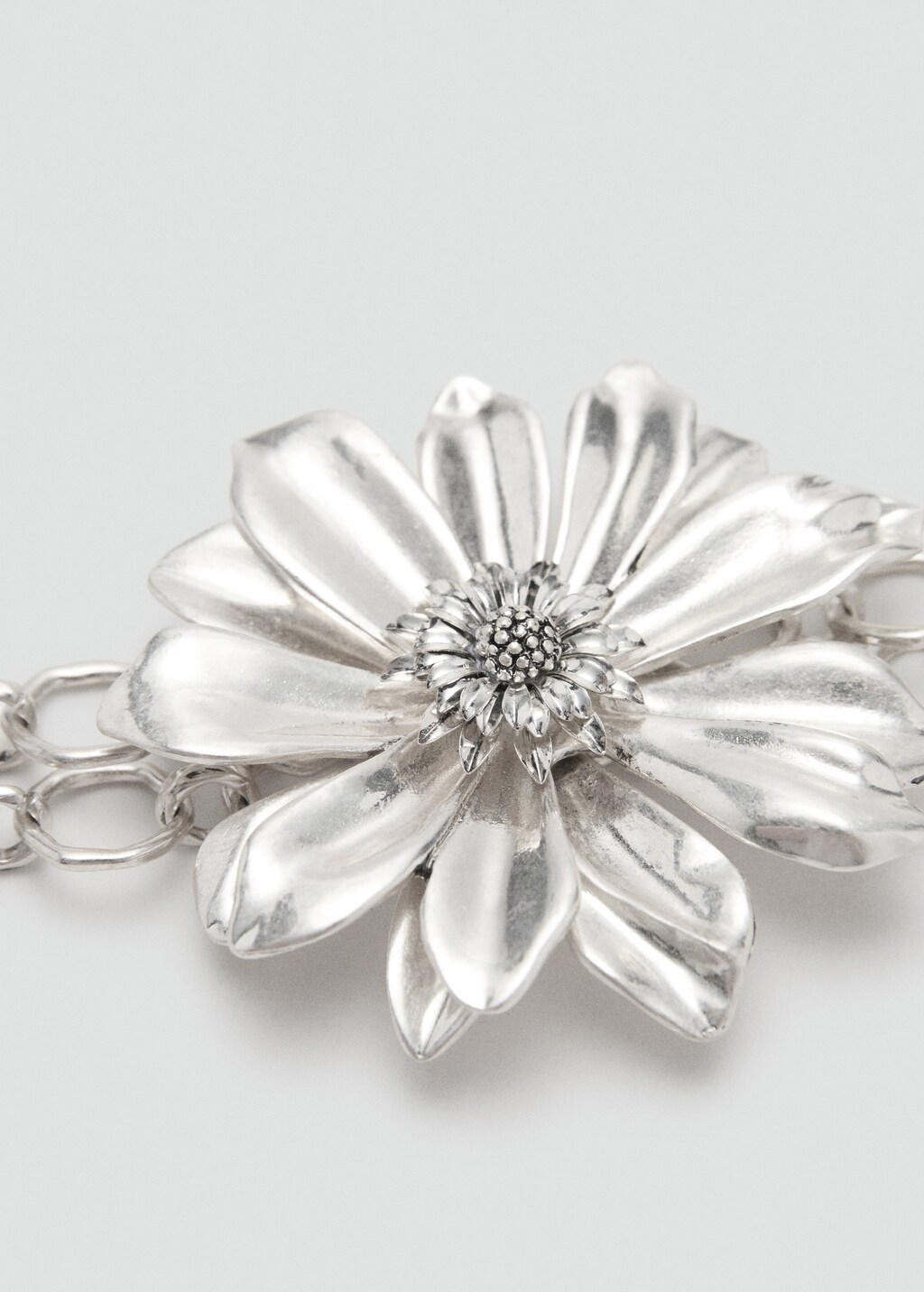 Metal chain flower belt - Silver