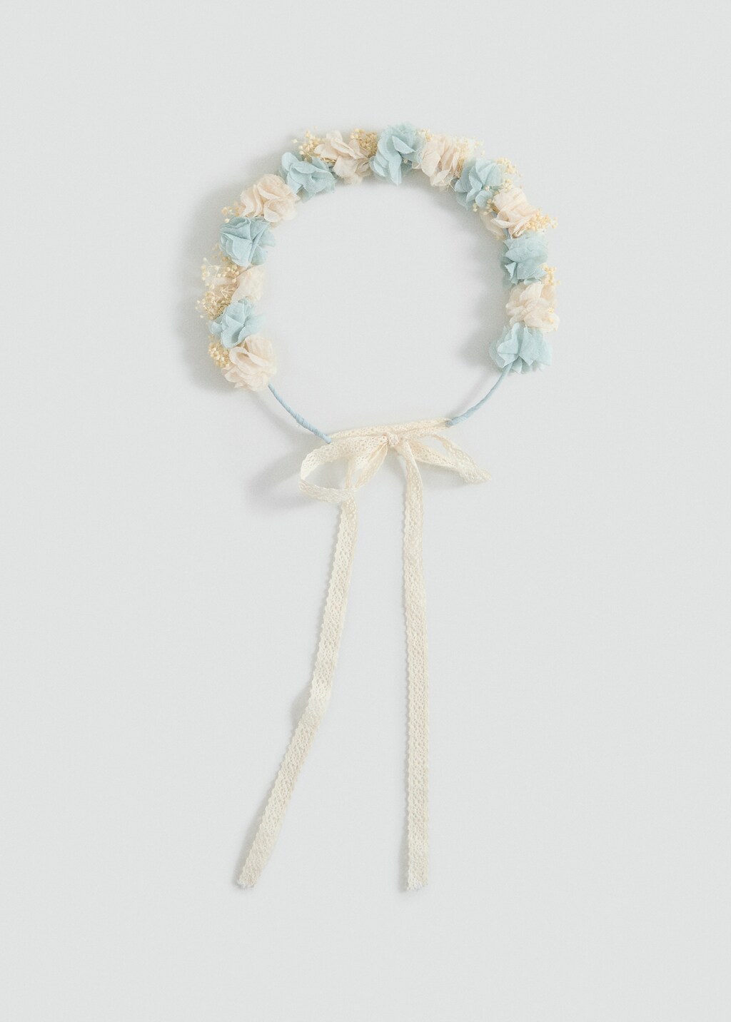 Tie closure flower hairband - Pale Pink