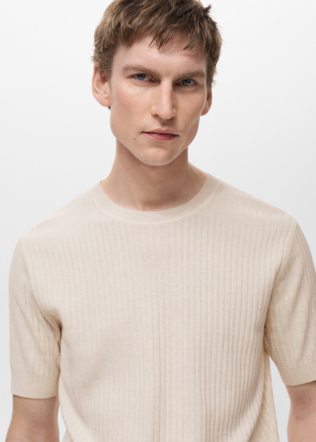 Textured striped T-shirt - Brown