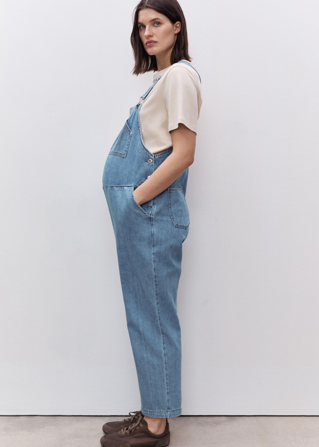 Maternity denim dungarees - Medium Blue