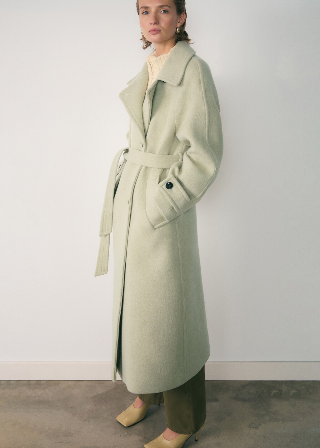 Woollen coat with belt - Vanilla