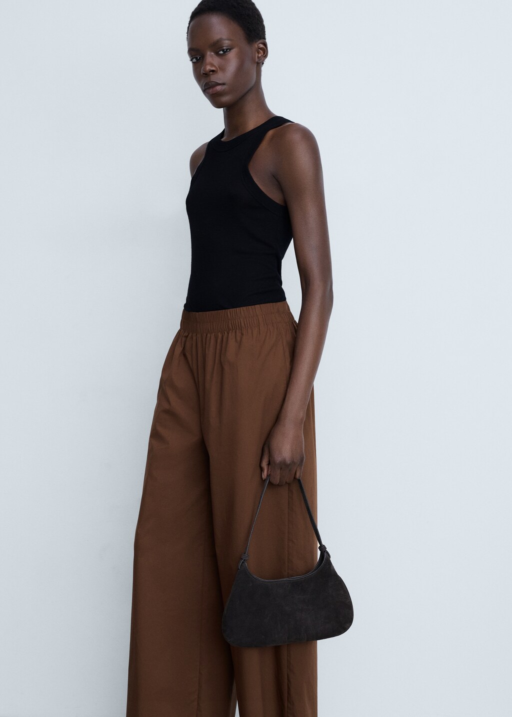 Cotton culotte trousers - Brown