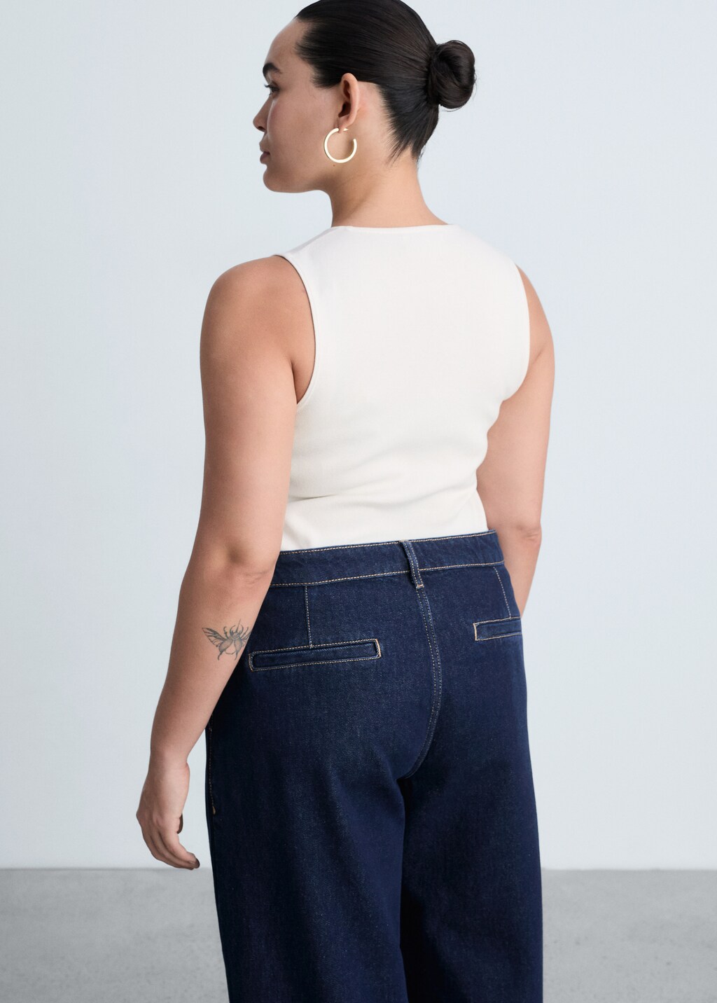 Wideleg pleated jeans - Black denim