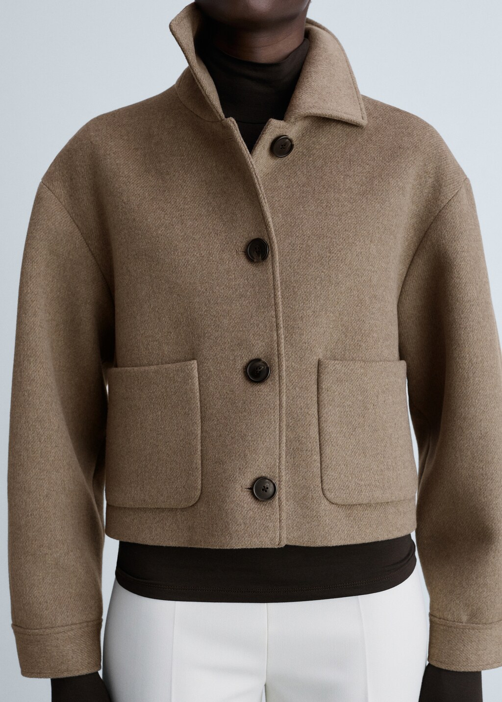 Wool jacket with pockets - Brown