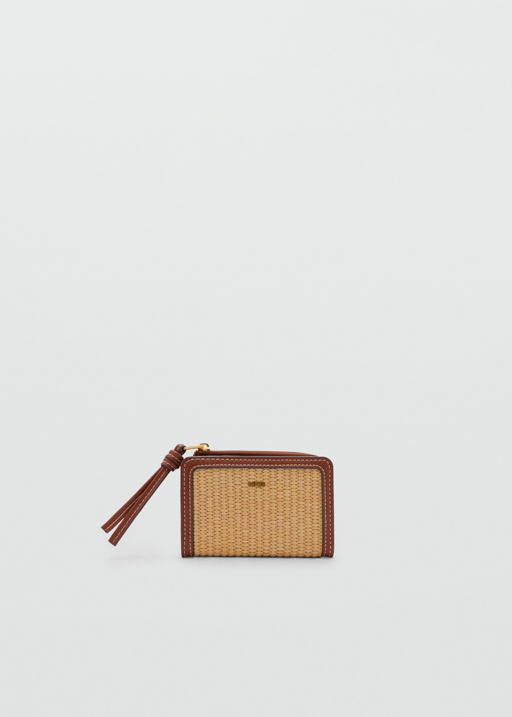 Contrast canvas flap wallet - Leather