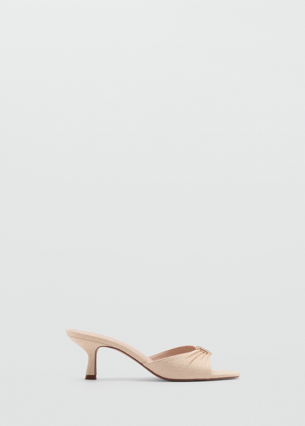 Slingback heeled sandals with shiny detail - Ecru