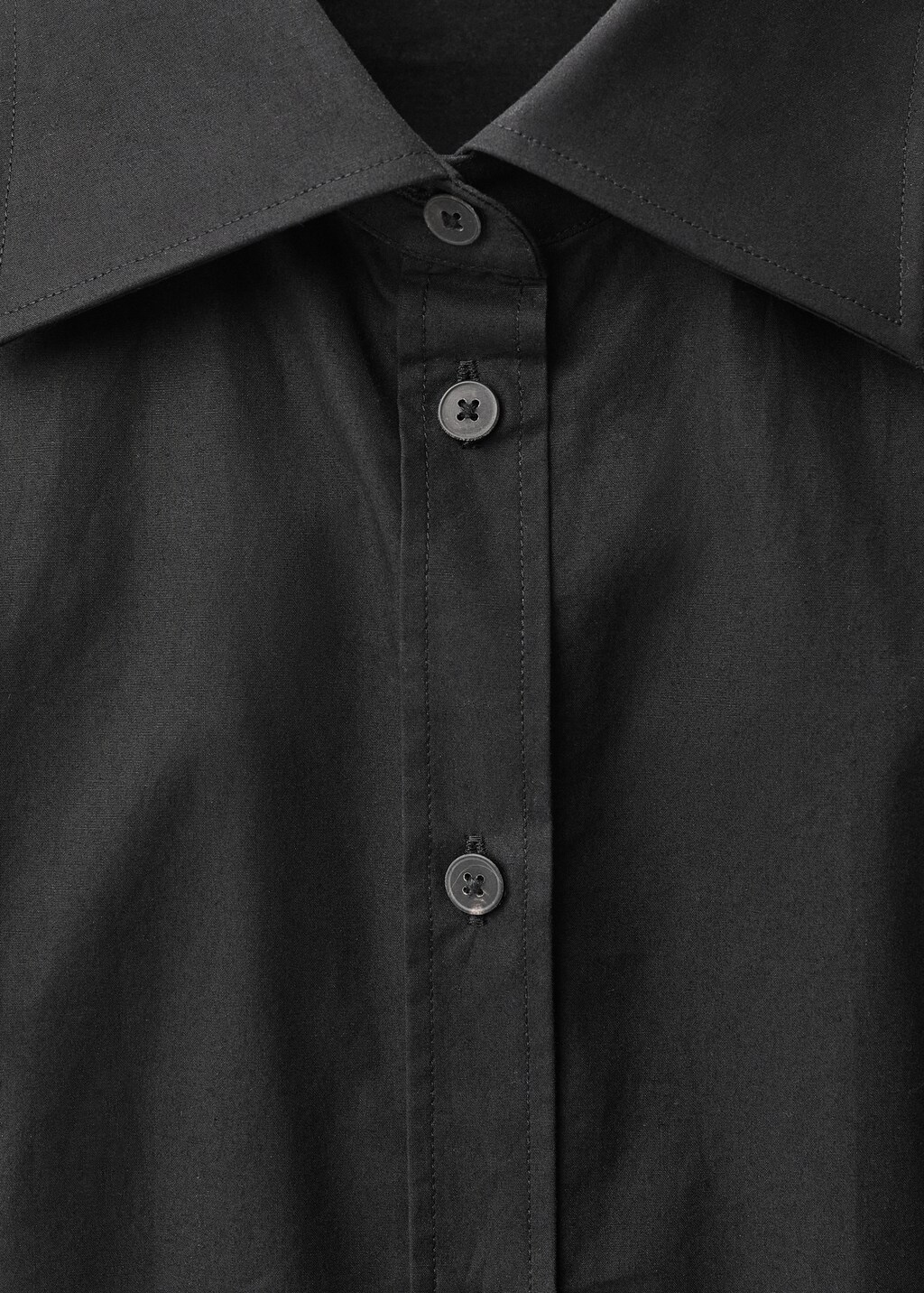 Fitted shirt with cuffless sleeves - Black