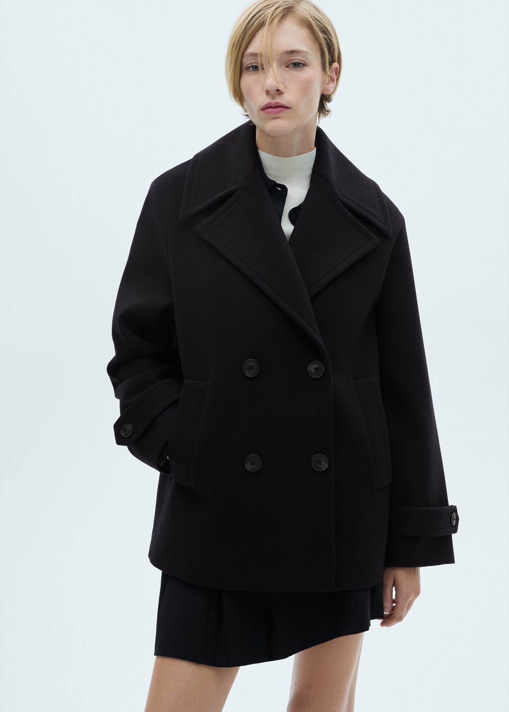 Double-breasted wool coat - Dark Navy