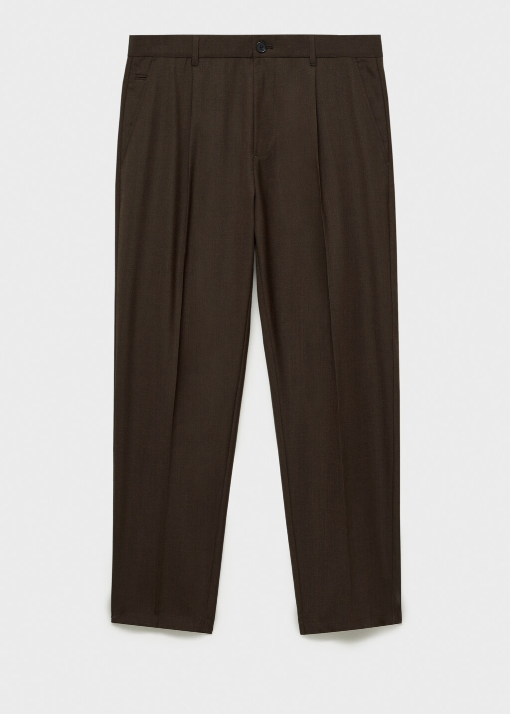 Slim-fit pleated cool wool trousers - Medium Brown