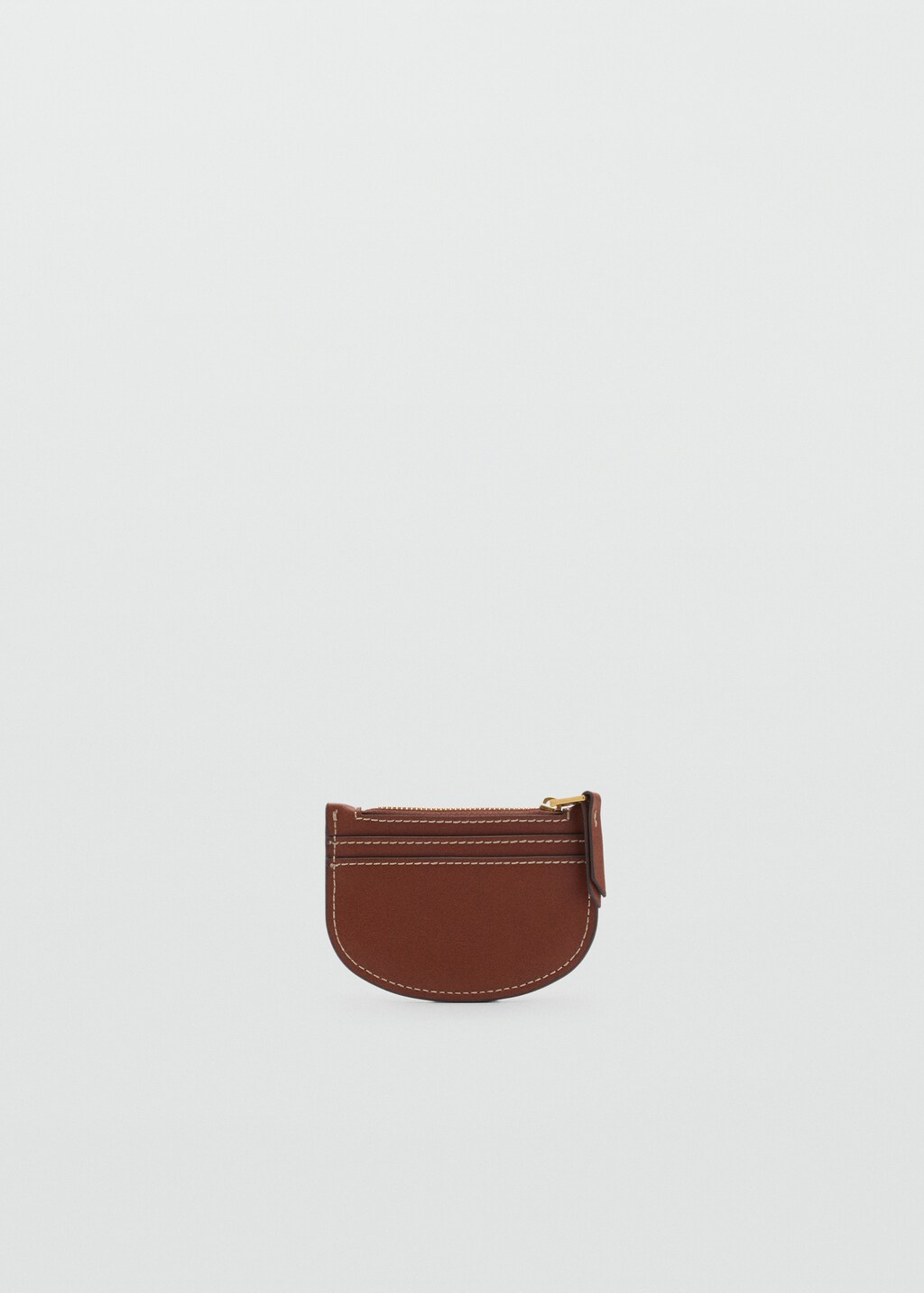 Mini oval canvas card holder - Leather