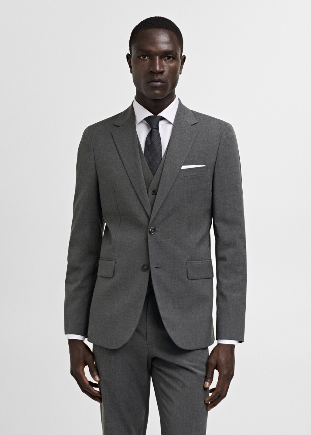 Stretch-fabric slim-fit suit jacket - Dark Navy