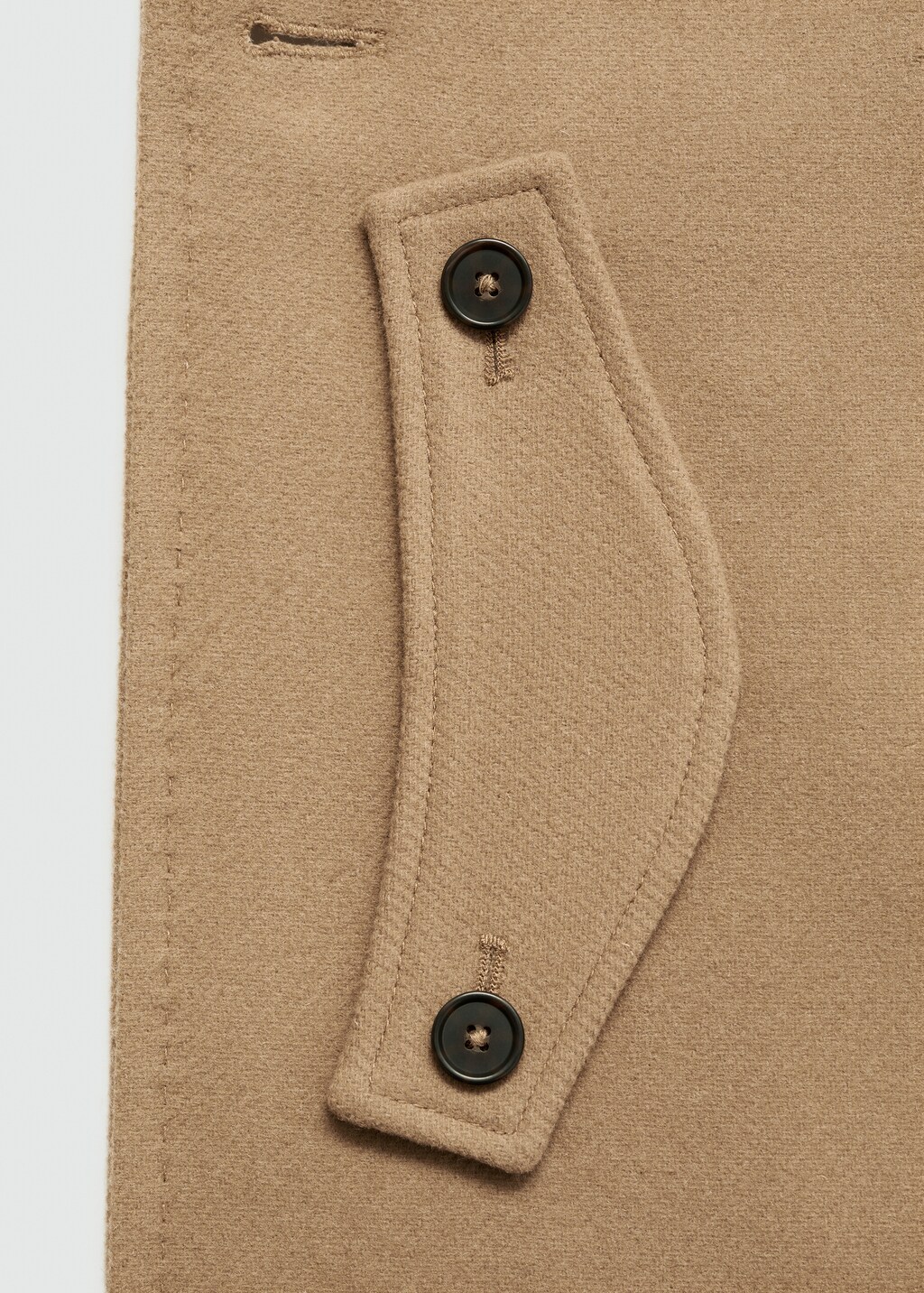 Wool double-breasted coat with buttons - Brown