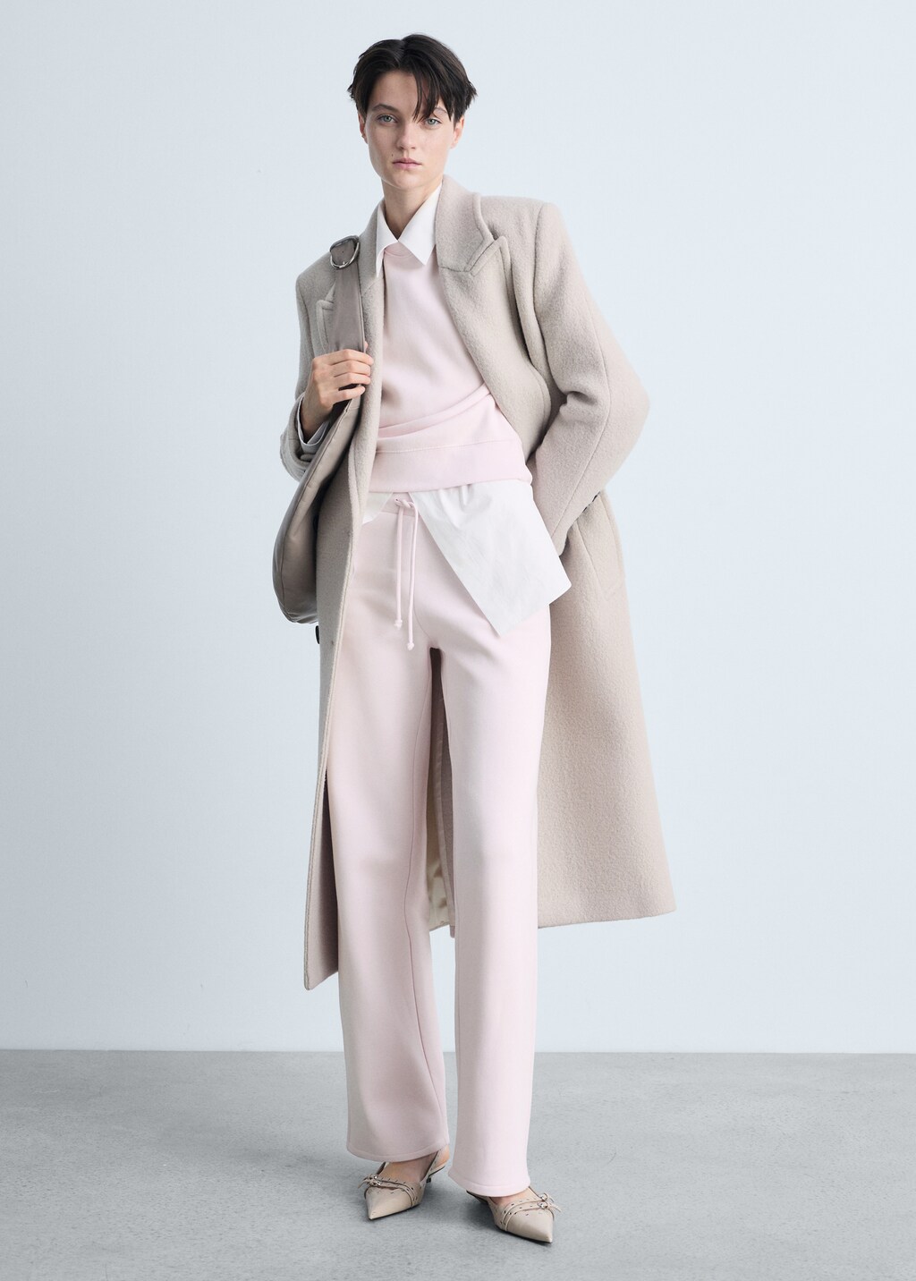 Wideleg cotton joggers - Pastel Pink