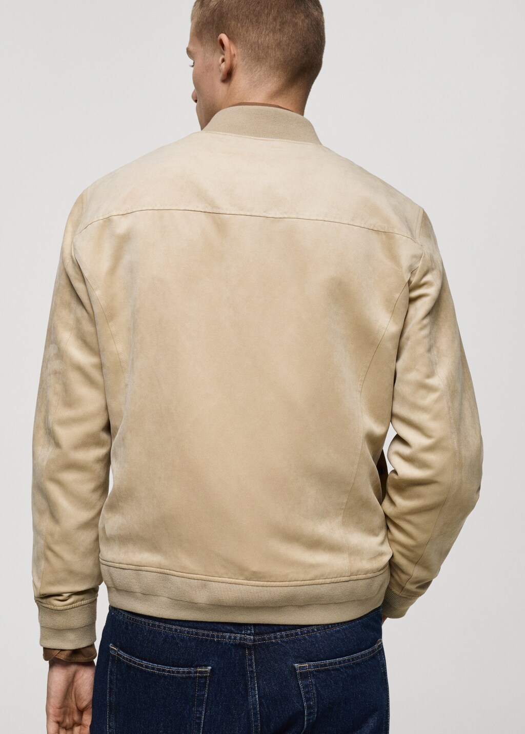 Suede-effect bomber jacket - Cognac