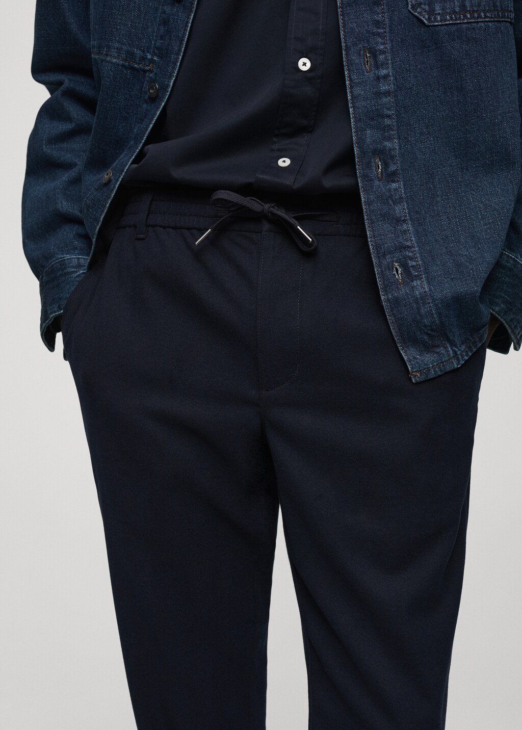 Cotton pants with adjustable drawstring - Khaki